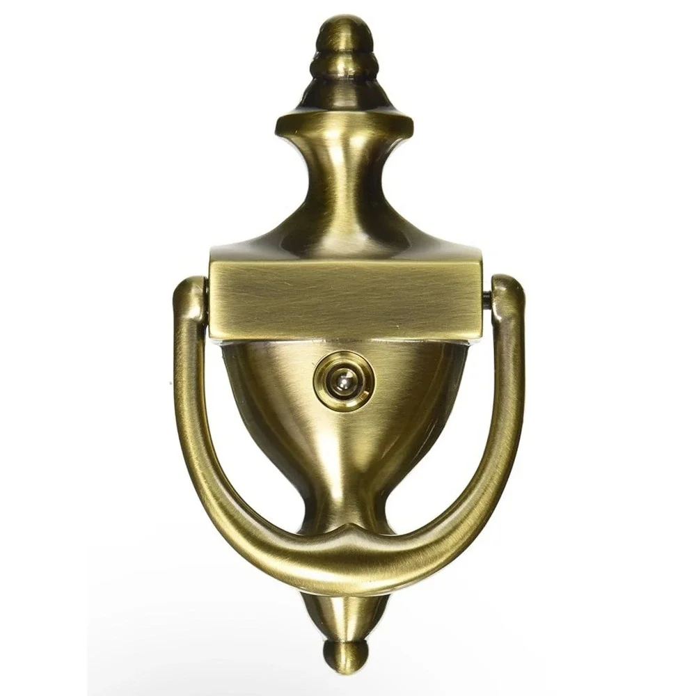 Baldwin 0101 Colonial Door Knocker, Antique Satin Brass W/Oberv-o-Scope